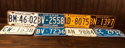 #ad Lot Of 8 Vintage Maryland License Plates From 1964 1971 In A Row $375.00