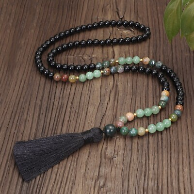 #ad Onyx Aventurine 108 Mala Beads Prayer Healing Meditation Amulet Tassel Necklace $14.55