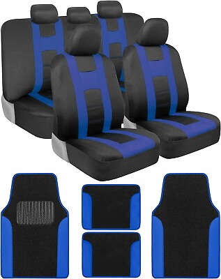 #ad Blue Full Set Seat Cover Breathable W Floor Mat Fits Sedan Van SUV Truck $109.00