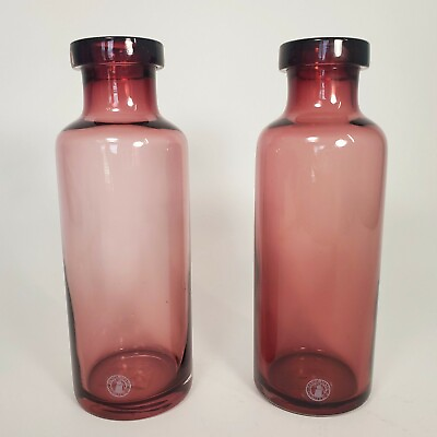 #ad Ikea MEDVETEN Contemporary Amethyst Purple Glass Bottle Vase Gunnel Sahlin 2pcs $18.00