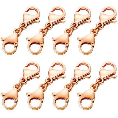 #ad 8 Pack Double Lobster Clasp Extender Necklace Clasp Connector Bracelet Extension $6.26