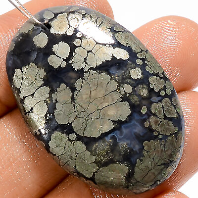 #ad Natural Marcasite Agate Oval Cabochon Drilled Gemstone 64 Ct. 34X22X6 mm A 25185 $5.72