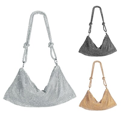 #ad NEW Rhinestone Shoulder Bag Luxury Bling Women Evening Clutch Purses Handbag $28.79