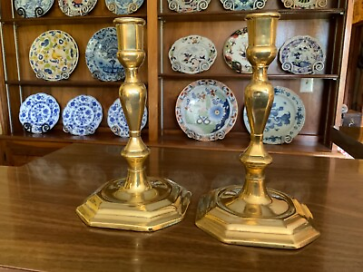 #ad Pair English Early 18th Century Brass Candlesticks 7.5 in $375.00