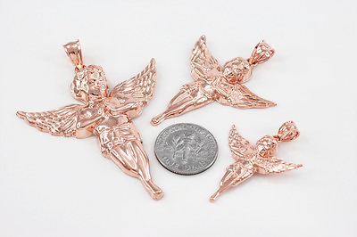 #ad Rose Gold Diamond Cut Angel Pendant Small Medium Large Made In USA $299.99