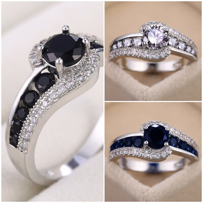 #ad Women Fashion Wedding 925 Silver Rings Cubic Zirconia Jewelry Size 6 10 C $3.38