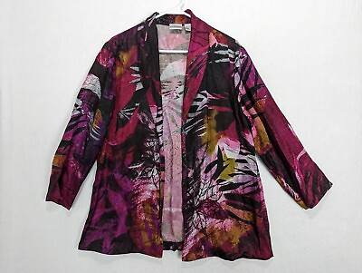 #ad Chicos Silk Womens Top Cover Up Size 2 Silk Multicolor $29.68