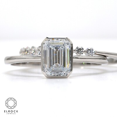 #ad 14K White Gold IGI Certified Lab Grown Emerald Cut VS1 Diamond Engagement Ring $923.91
