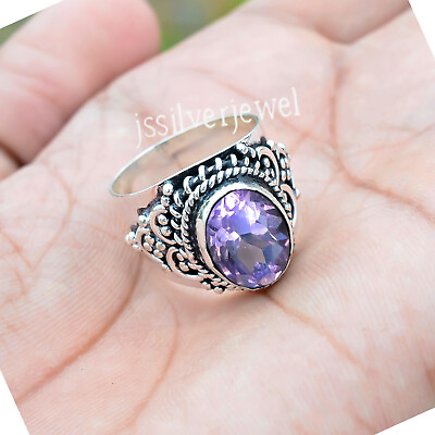 #ad Faceted Amethyst Purple Gemstone Ring 925 Sterling Silver Designer Jewelry A2377 $21.39