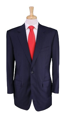 #ad Miller Brothers x Adrian Jules Navy Striped 130#x27;s Loro Piana Wool 2 Btn Suit 40L $150.00