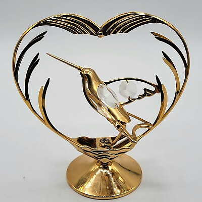 #ad 24kt Gold Austrian Crystal Humingbird In Heart needs good clean To Sparkle READ $9.99