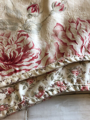 #ad Waverly Valance Norfolk Vintage Rose w Coordinating Gingham Underlay Size 70x16 $26.90