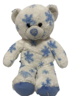 #ad 2010 Build A Bear Snow Hugs Teddy Winter White Blue Snowflake Plush 17quot; A 1 $20.00