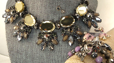 #ad 6 Piece Mixed Set Fashion Jewelry Gun Metal Tone Theme Necklace Bracelet Earring $37.50