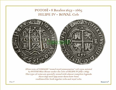 #ad Sheet #19 of the COINS OF POTOSI MINT 8 REALES 1657 1665 Felipe IV ROYAL Cob $3.00