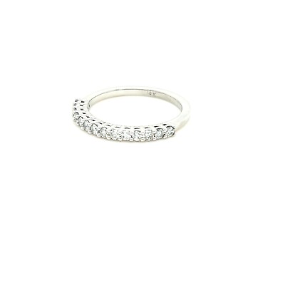#ad 14kt White Gold 14 Natural Stone Half Eternity Diamond Ring $995.00