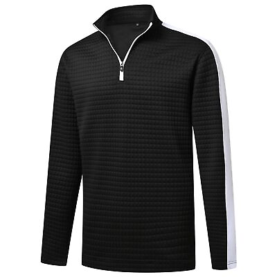 #ad Mens Quarter Zip Pullover Solid 1 4 Zip Pullover Mens Athletic Performance Dr... $52.66