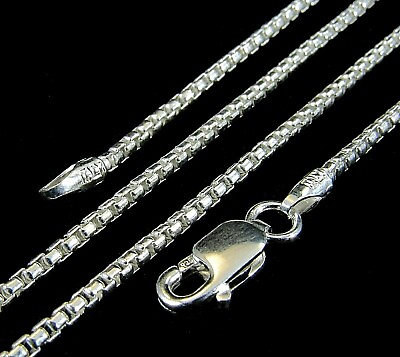 #ad 1.5MM Solid 925 Sterling Silver Italian Venetian Round Box Chain Necklace Italy $23.21