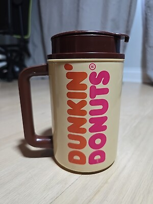 #ad VINTAGE RARE GIANT DUNKIN#x27; DONUTS WHIRLEY THERMO HOT COLD TRAVEL MUG CUP 16 oz $32.19
