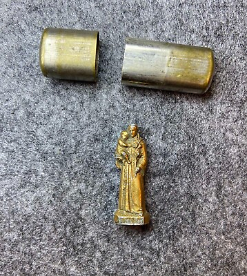 #ad Antique tiny religious statue Saint Antonius pocket shrine Germany $49.00