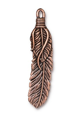 #ad Pendant 1 Antiqued Copper Plated Double Sided 2quot; TierraCast Large Feather Charm $9.96