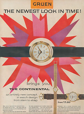#ad 1955 Gruen Watch The Newest Look In Time Brings You Continental Vintage Print Ad $9.99