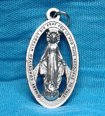 #ad Miraculous Medal Open Design Catholic 1 1 2quot; Cut Out Oval XL Made in ITALY Large $1.65