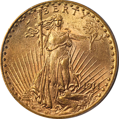 #ad 1911 D Saint Gaudens Gold $20 PCGS MS64 Great Eye Appeal Strong Strike $2831.00