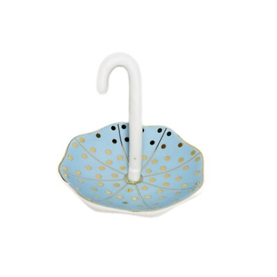 #ad Umbrella Ring Display Trinket Dish Dots Porcelain Multi Colored 3 1 2quot;Wx3 1 2quot;H $15.99