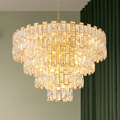 #ad Luxury crystal chandelier Dining room Pendant Light lighting decor ，Gold $529.00