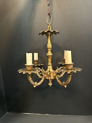 #ad #ad Vintage Petite Ornate Brass 4 Light Chandelier $279.99