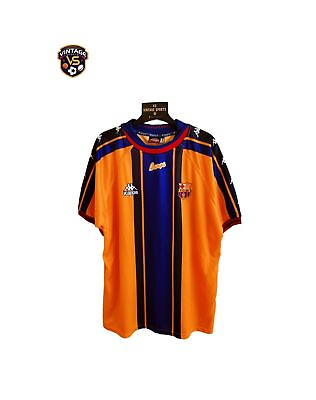 #ad Vintage Original FC Barcelona Football Away Shirt 1997 1998 XL Kappa Jersey $112.90