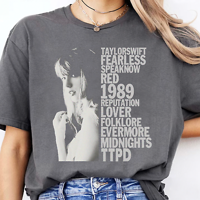 #ad Swift Eras Albums Tee TTPD Merch Shirt Tour Swift Swiftie Taylor Shirt Album GRY $22.00