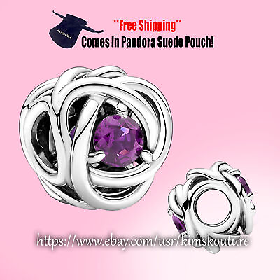 #ad Authentic Sterling Silver February Purple Eternity Circle 790065C02 Charm $29.50
