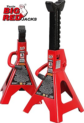 #ad BIG RED 3 Ton 6000 lb T43202 Torin Steel Jack Stands Capacity Red $32.99
