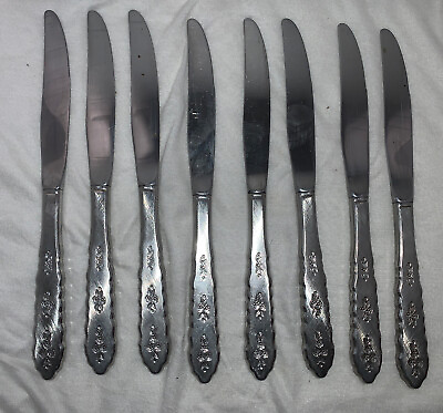 #ad Distinction Deluxe Floral Bouquet Stainless Set Of 8 Dinner Knives Oneida $26.99