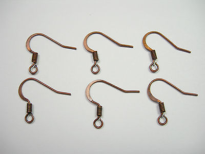 #ad 20 pair 40 antiqued copper plated Ear Wires stamped w coil french hook $4.39