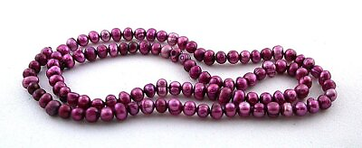 #ad 3.8mm to 4.2mm Cranberry Purple Freeform Round Freshwater Pearl 15 Inch Strand $22.46