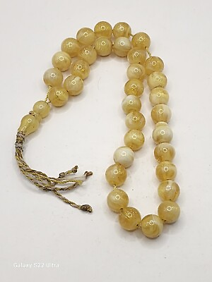 #ad Amber Rosary Islamic Muslim kehribar Natural Baltic 33 beads Yellow $130.00