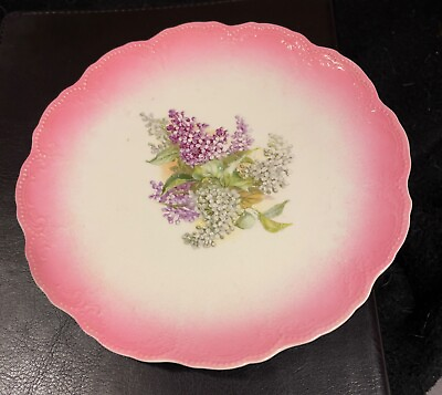 #ad Antique K.T. amp; K. Co. Semi Vitreous Porcelain Pink Plate 7.5 Inches Round Lilac $45.00