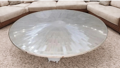 #ad Round Selenite Stone Coffee Table Stunning Centerpiece Unique Crystal Art Decors $417.10