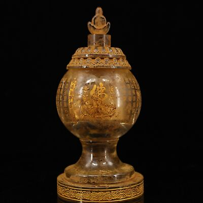 #ad 6quot; Tibetan Buddhism Unearthed from underground palace crystal carving relic jar $192.64