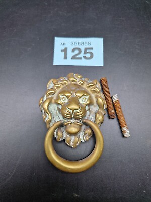 #ad Antique Victorain Brass Lions Head Door Knocker Well Cast 7x6.5Cm Reclaimed #125 GBP 24.99