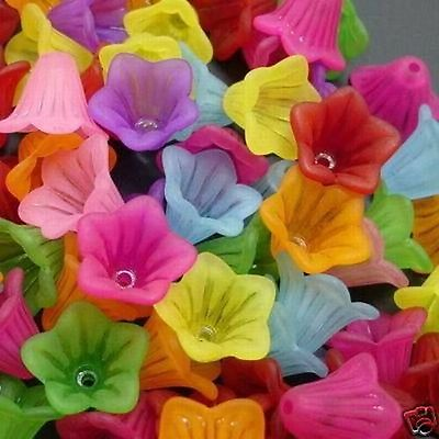 #ad 100pcs Frosted Flower Acrylic Beads Caps Mixed Craft DIY Jewelry Making 15x10mm $6.43