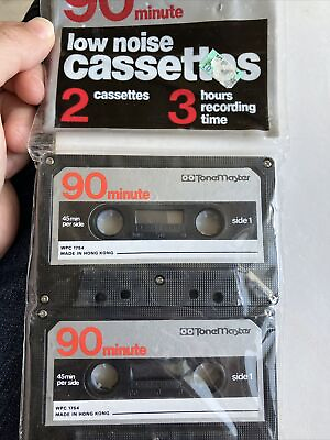 #ad New Tone Master 90min Cassette Tapes Low Noise 2 Sealed Cassettes No Case $12.99