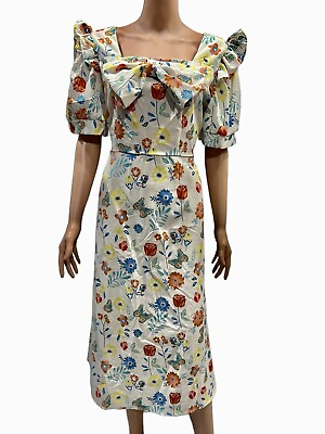 #ad NWT Vintage Retro Style Midi Dress Ruffle One Size FitsSML $24.99