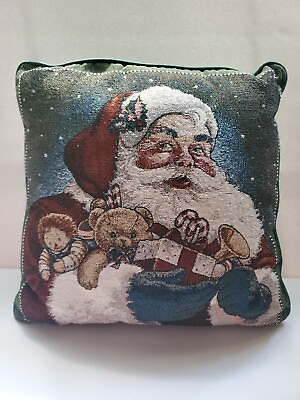 #ad Santa Claus Throw Pillow 16quot; Square Holiday Decor Multicolor $24.91