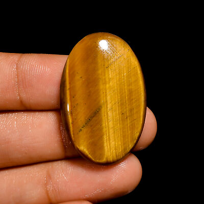 #ad Natural Tiger Eye Oval Shape Cabochon Loose Gemstone 44.5 Ct. 35X22X7 mm A 1511 $6.90