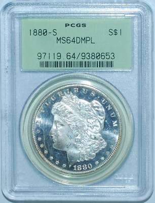 #ad 1880 S PCGS MS64DMPL Deep Mirror Prooflike Morgan Silver Dollar OGH $546.24