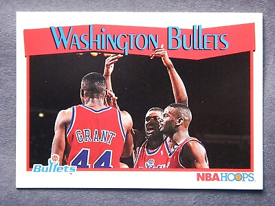 #ad Bullets Team #300 NBA Hoops 1991 Basketball Card Washington Bullets LN $2.19